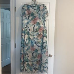 Tropical print Chiffon halter top Maxi dress